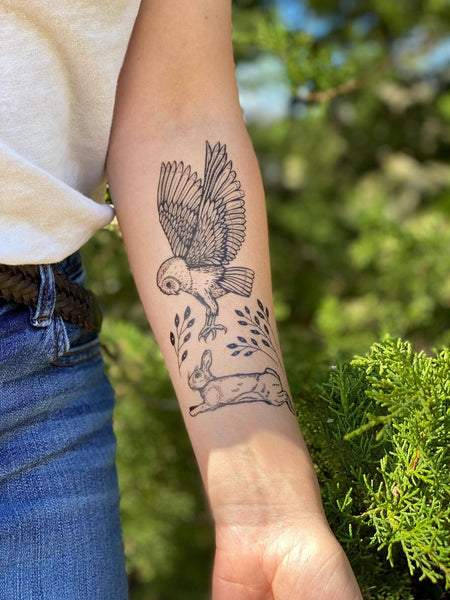 Temporary Tattoo - Owl & Rabbit