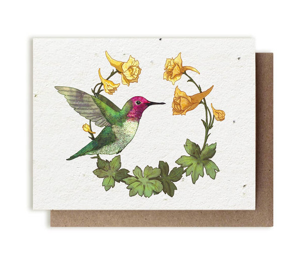 Plantable Notecard - Anna's Hummingbird & Larkspur