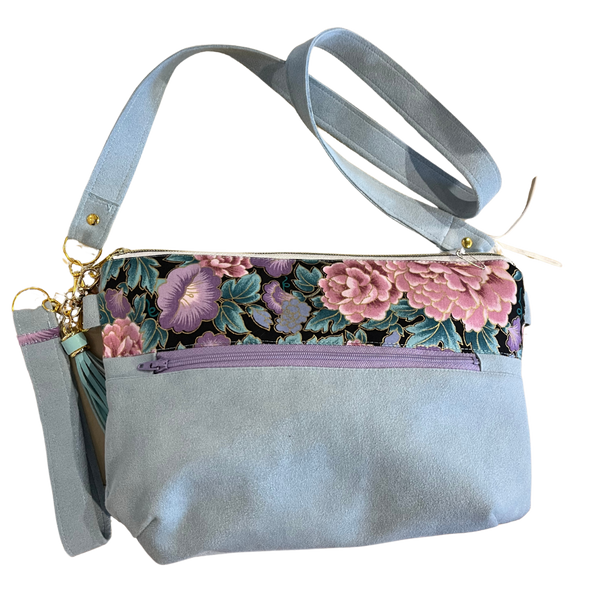 LR | Blue Suede w Floral Bag