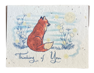 Plantable Fox in Thought Card
