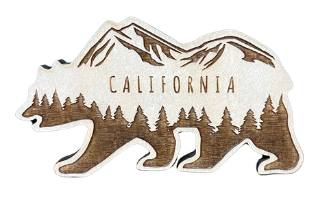 Wood Magnet - California Bear