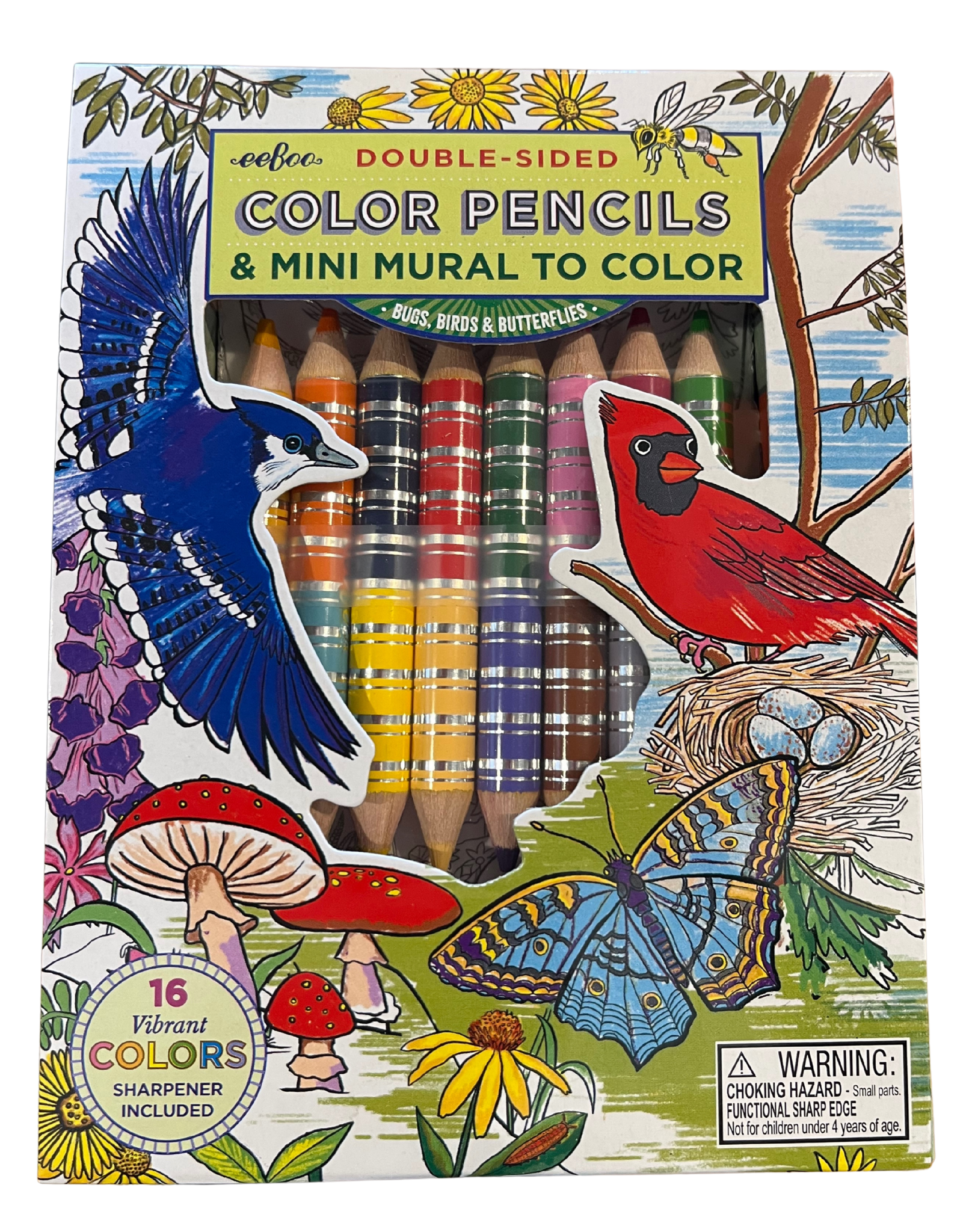 8 Biggie Colored Pencils - Bird & Butterfly