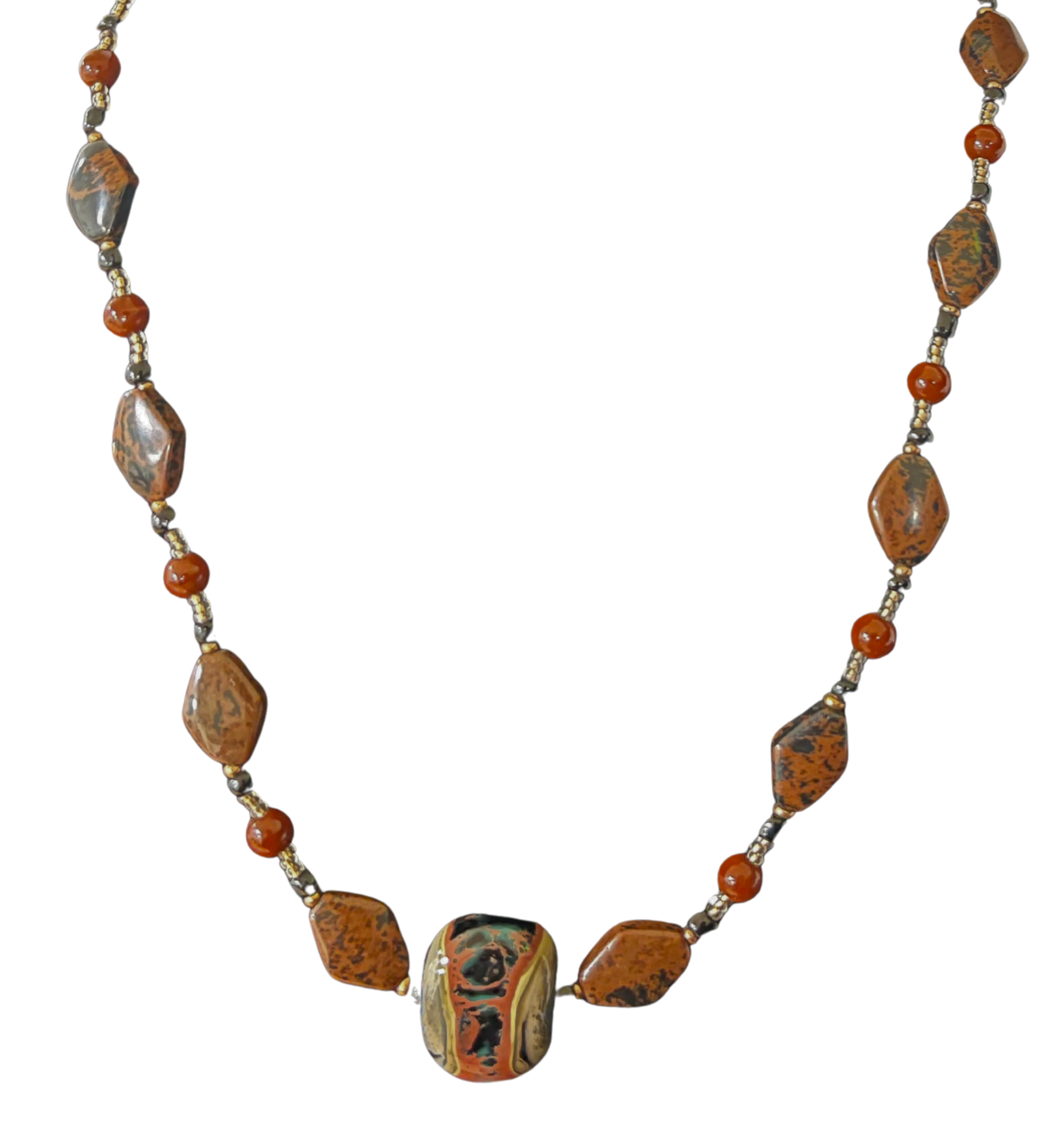 LK - Redbrown Black and Grey 20" Necklace