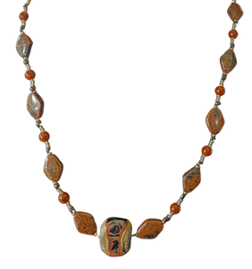 LK - Redbrown Black and Grey 20" Necklace
