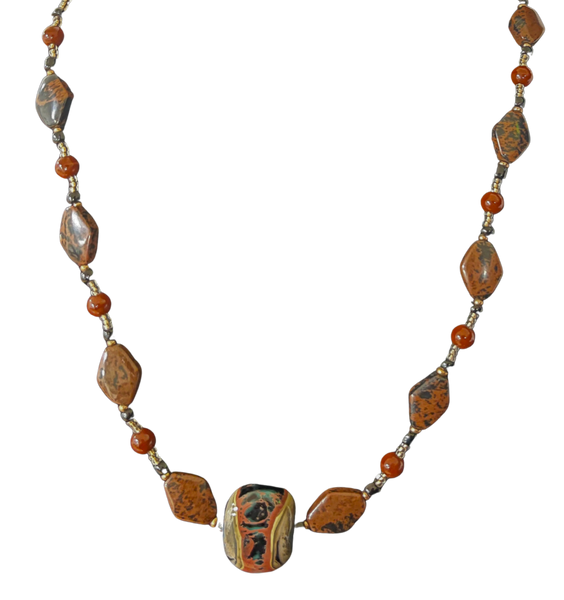LK - Redbrown Black and Grey 20" Necklace