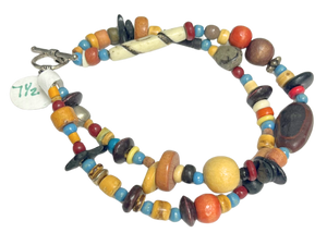 LK - Dual Row Colorful Natural Beads Bracelet