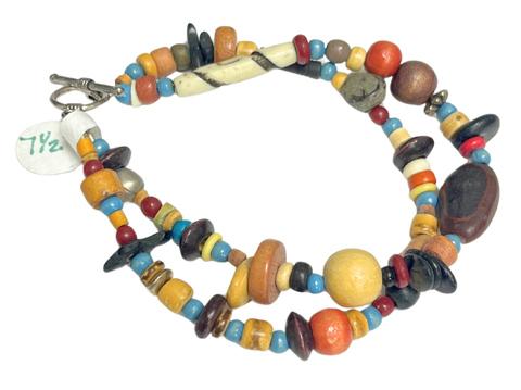 LK - Dual Row Colorful Natural Beads Bracelet