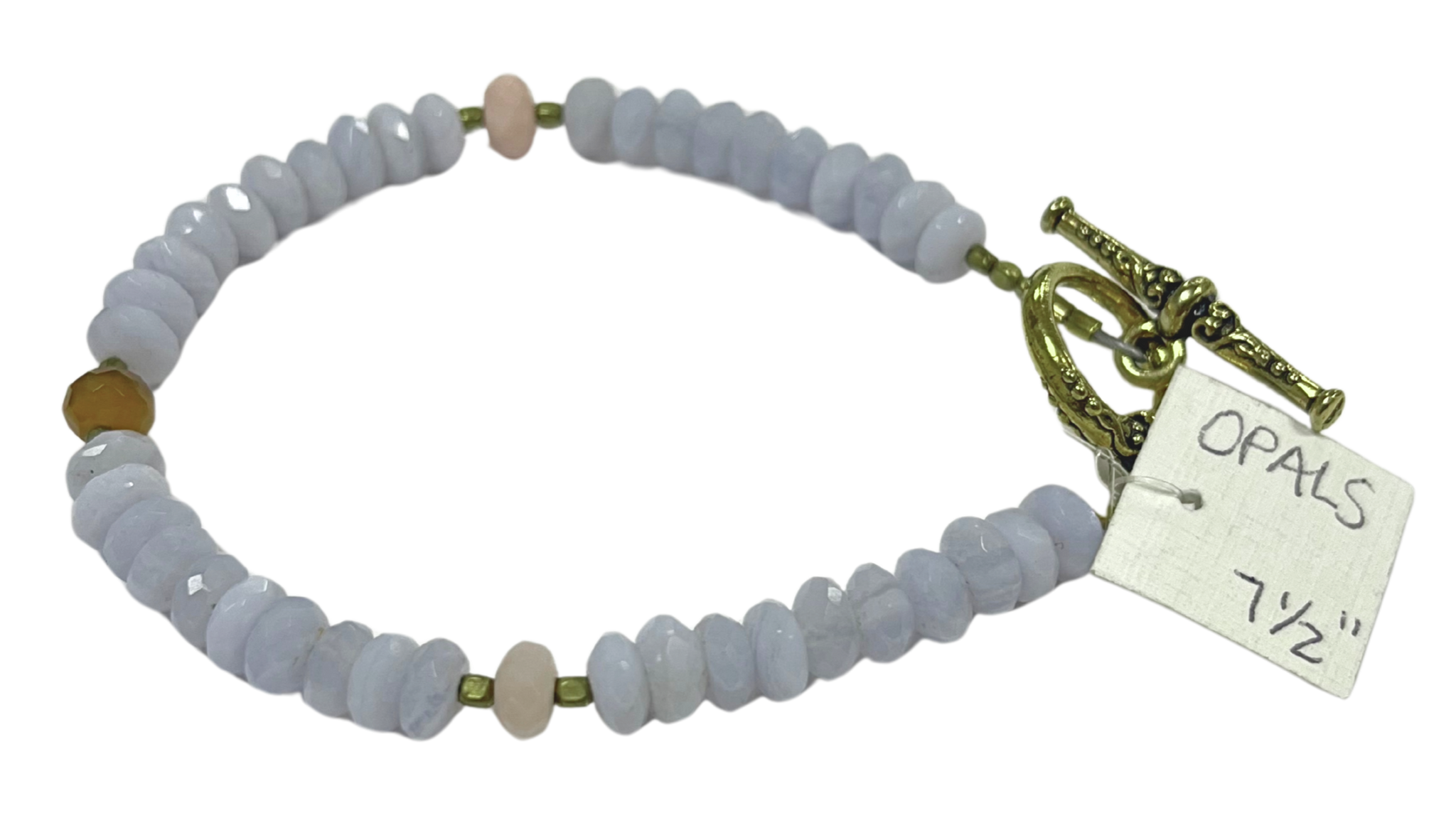 LK - Pale Blue Opal w Gold Clasp Bracelet