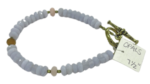 LK - Pale Blue Opal w Gold Clasp Bracelet