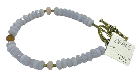 LK - Pale Blue Opal w Gold Clasp Bracelet
