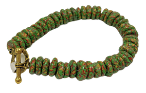 LK - Green w RedYellow Streaks Stack Bracelet