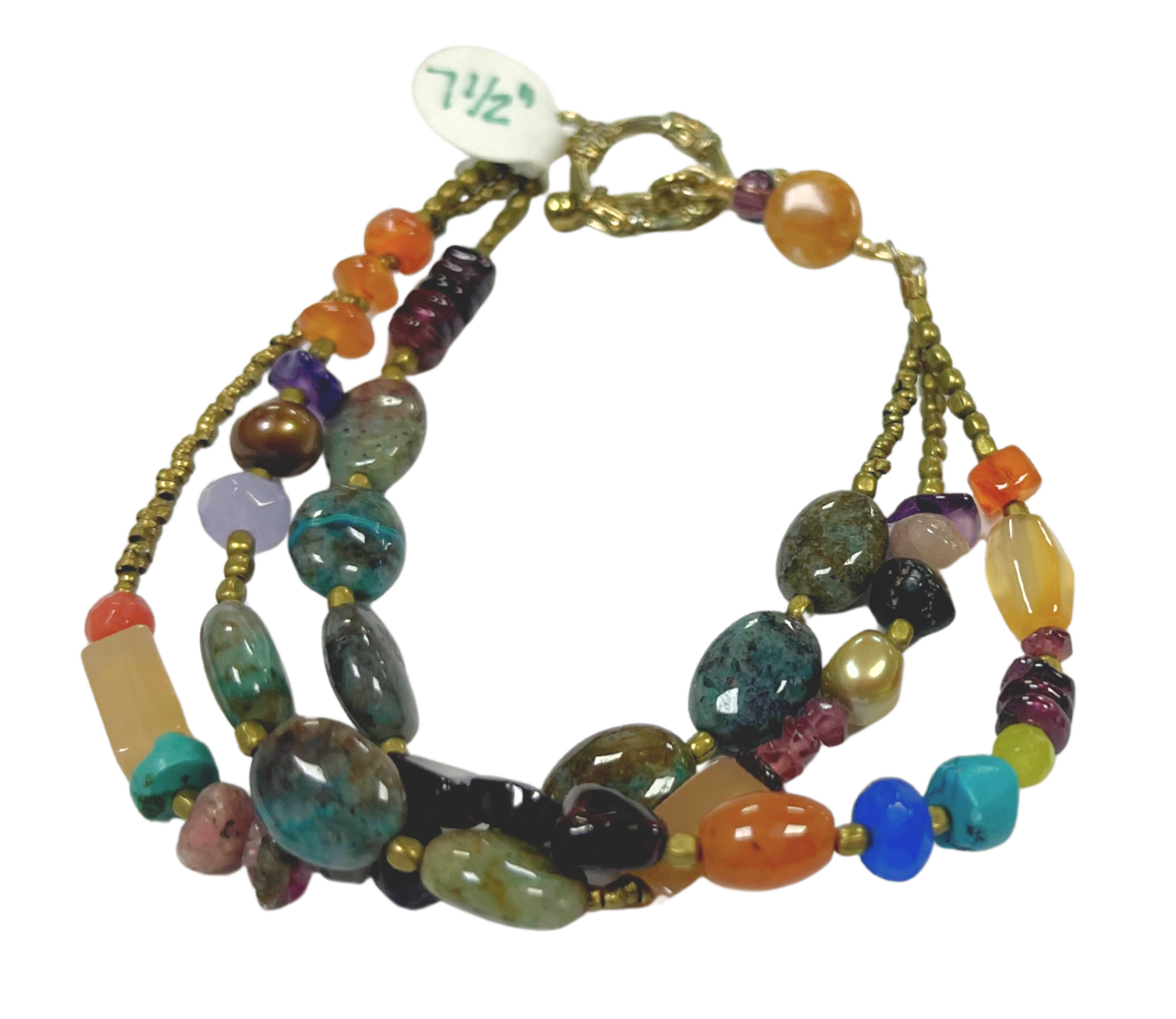 LK - Three Row Colorful Glass Bead Bracelet