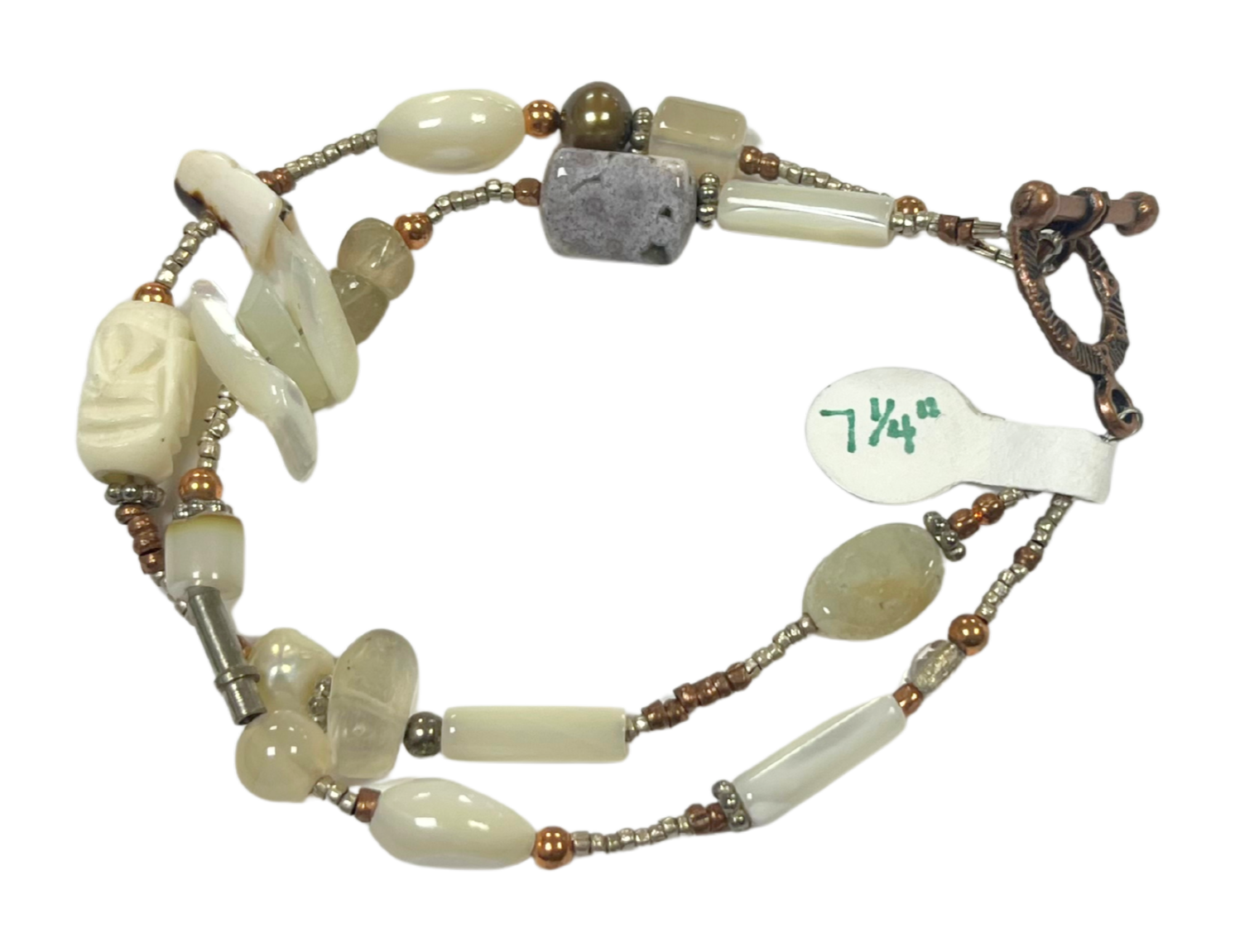 LK - Dual Row Gray Beads w Brass Clasp