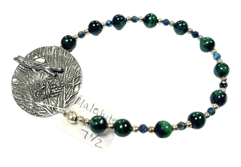 LK - Malechite Beads w Owl Clasp Bracelet