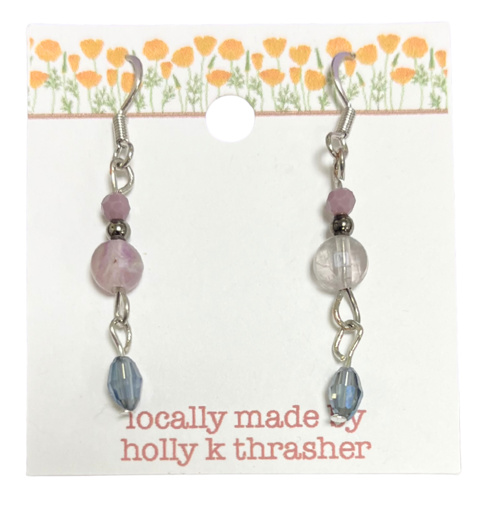 VGJ | Silver Purple and Blue Bead Earrings