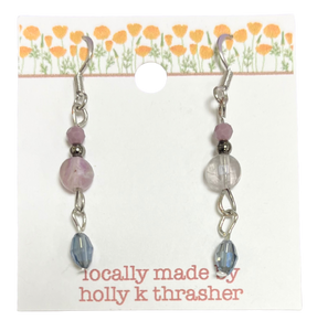 VGJ | Silver Purple and Blue Bead Earrings