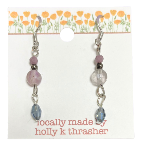 VGJ | Silver Purple and Blue Bead Earrings