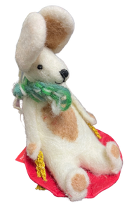 Felt Ornament - Sledding Rabbit