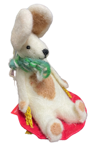 Felt Ornament - Sledding Rabbit
