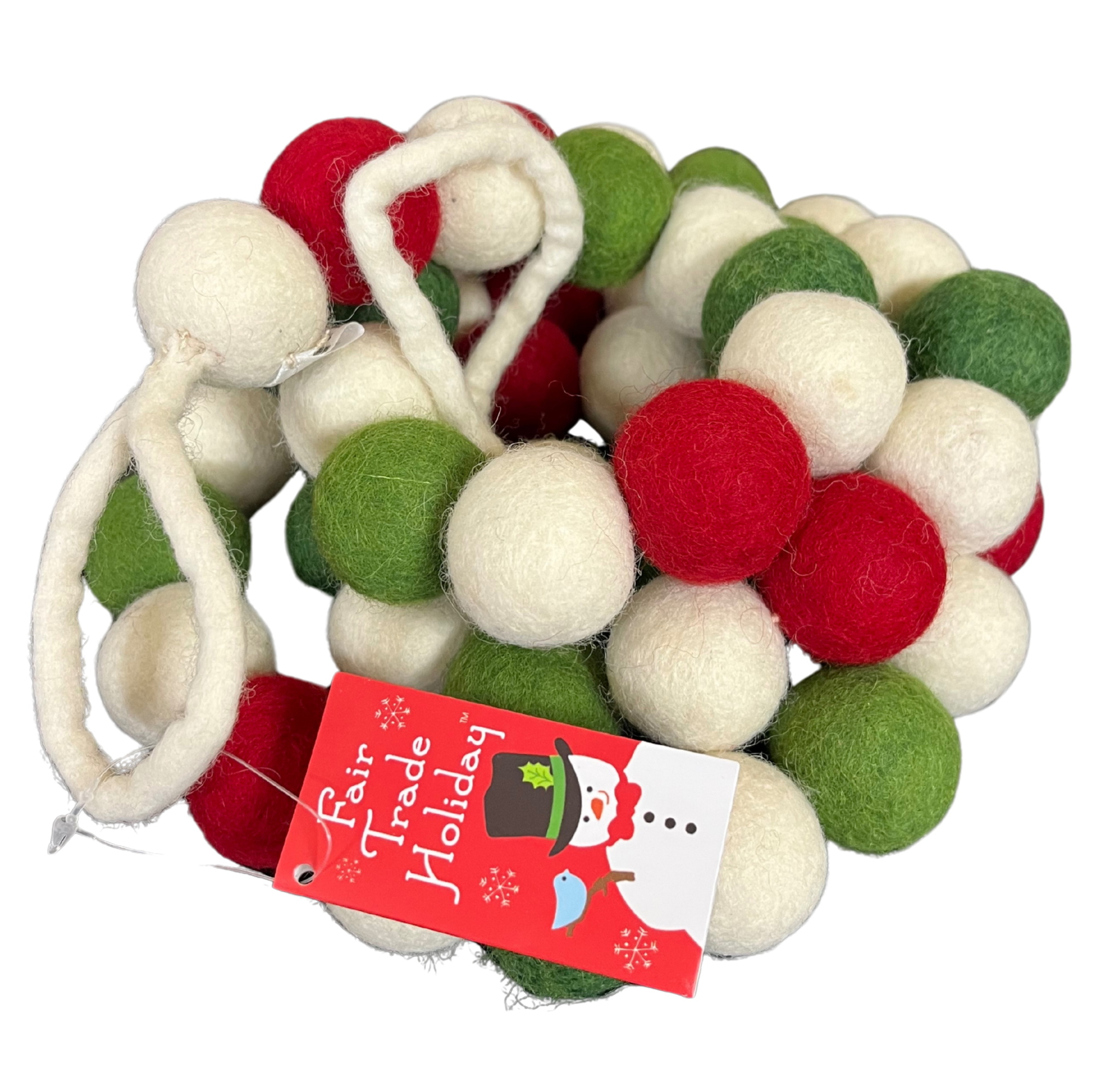 Felt Garland - White Red and Green