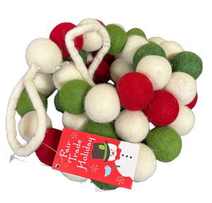 Felt Garland - White Red and Green