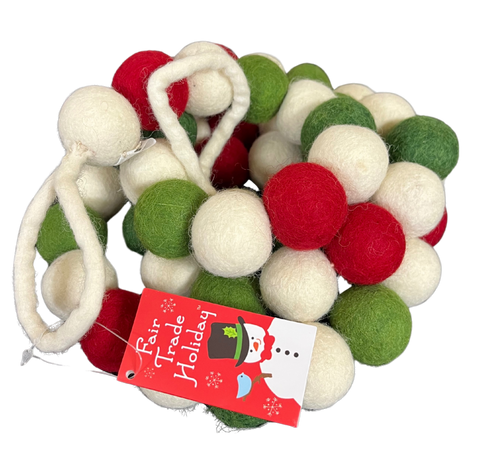 Felt Garland - White Red and Green