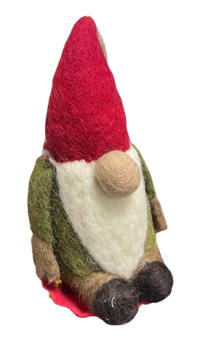 Felt Ornament - Sledding Gnome