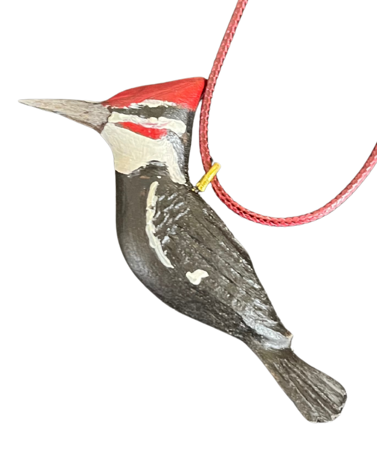 RS - Pileated Woodpecker Wood Carved Necklace