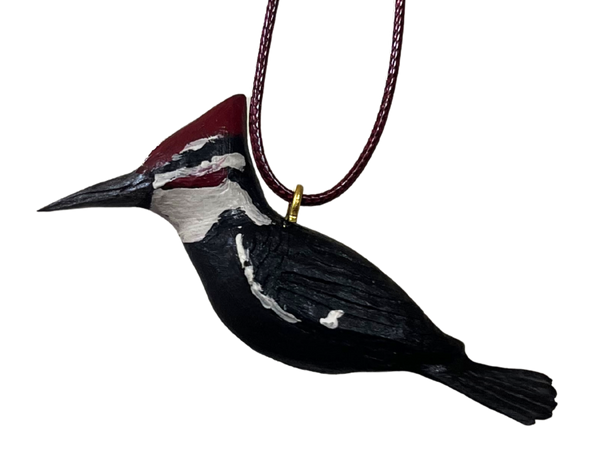 RS - Pileated Woodpecker Wood Carved Necklace
