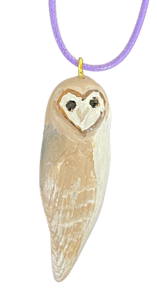 RS - Barn Owl Wood Carved Necklace