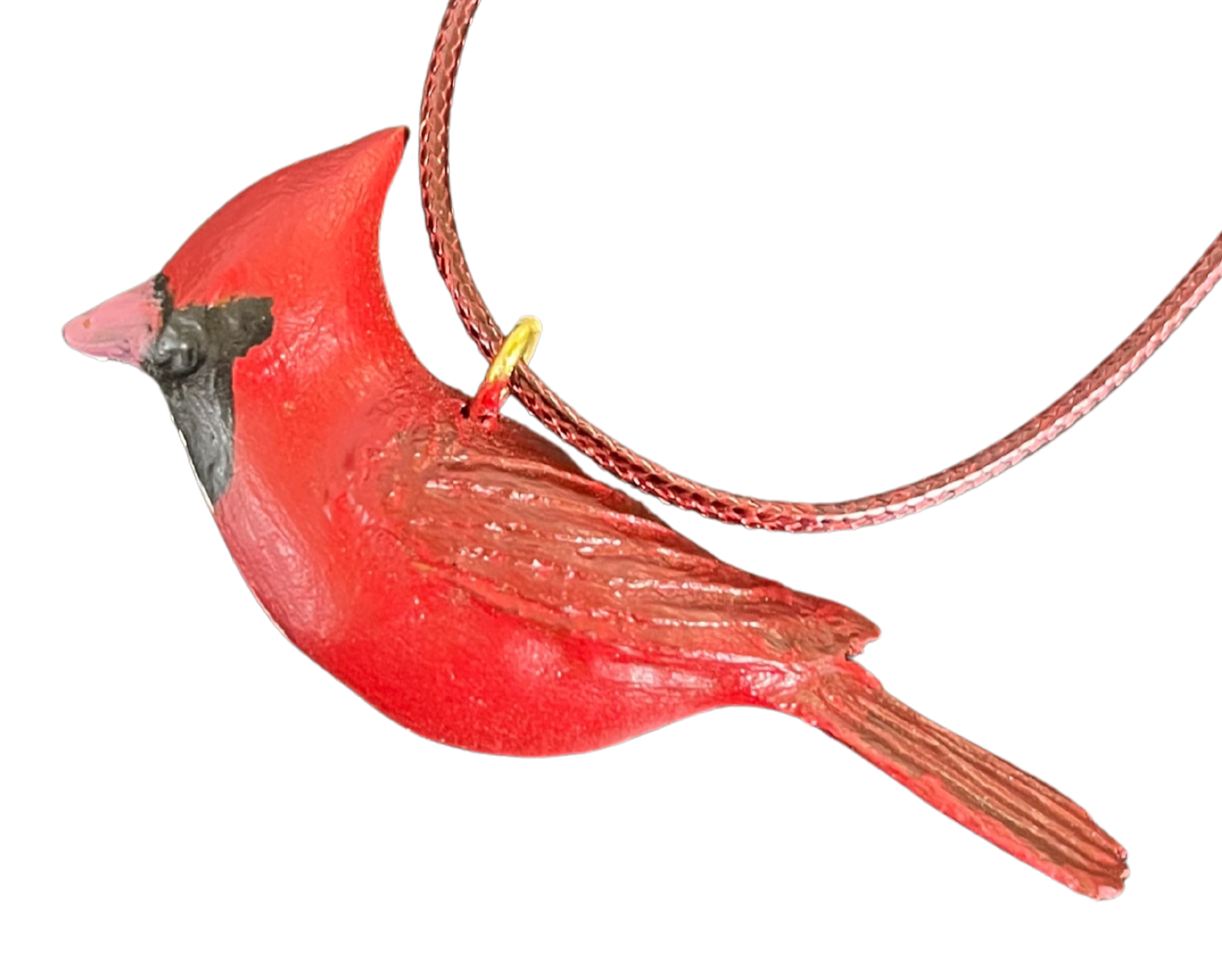 RS - Northern Cardinal Wood Carved Necklace