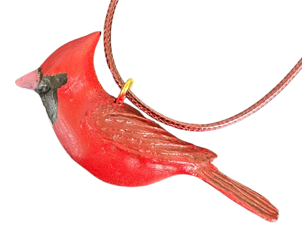RS - Northern Cardinal Wood Carved Necklace