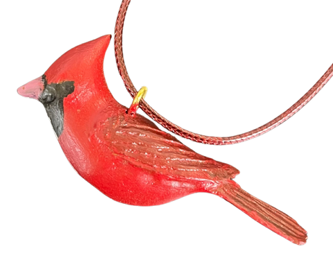 RS - Northern Cardinal Wood Carved Necklace