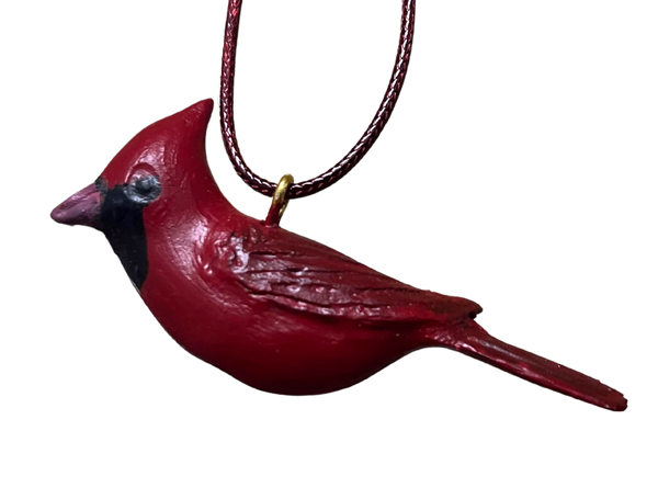 RS - Northern Cardinal Wood Carved Necklace