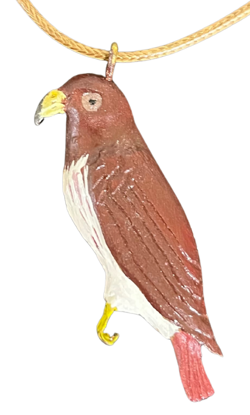 RS -  Red-Tailed Hawk Duck Wood Carved Necklace