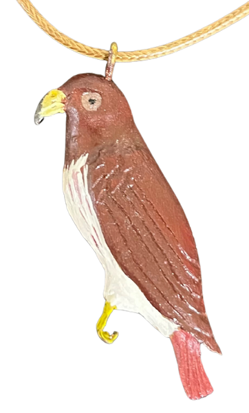 RS -  Red-Tailed Hawk Duck Wood Carved Necklace