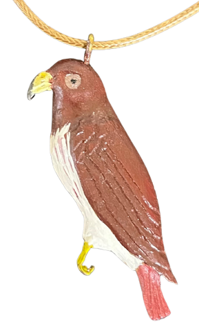 RS -  Red-Tailed Hawk Duck Wood Carved Necklace