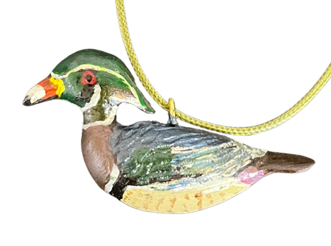 RS - Wood Duck Relief Carved Necklace