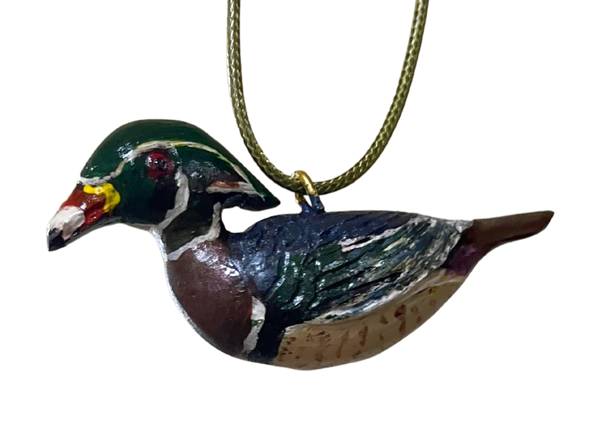RS - Wood Duck Relief Carved Necklace