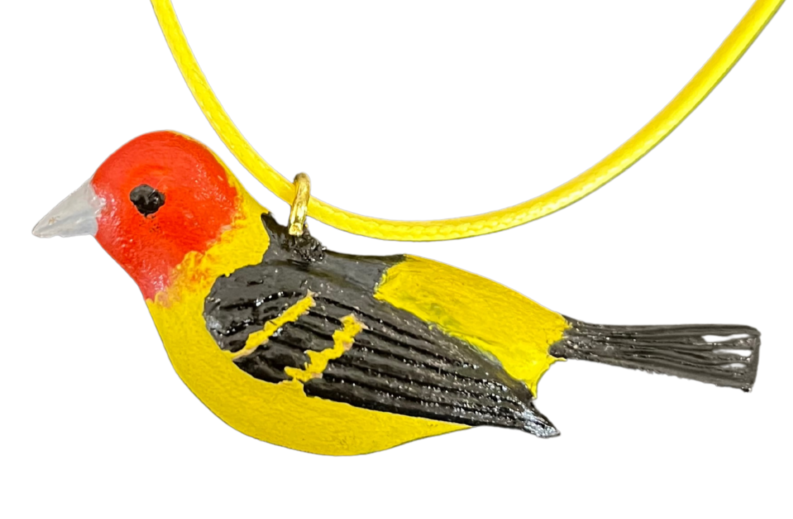 RS -  Western Tanager Wood Carved Necklace