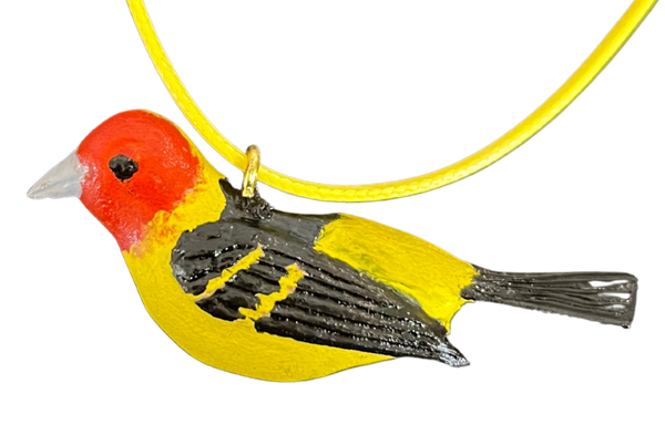 RS -  Western Tanager Wood Carved Necklace
