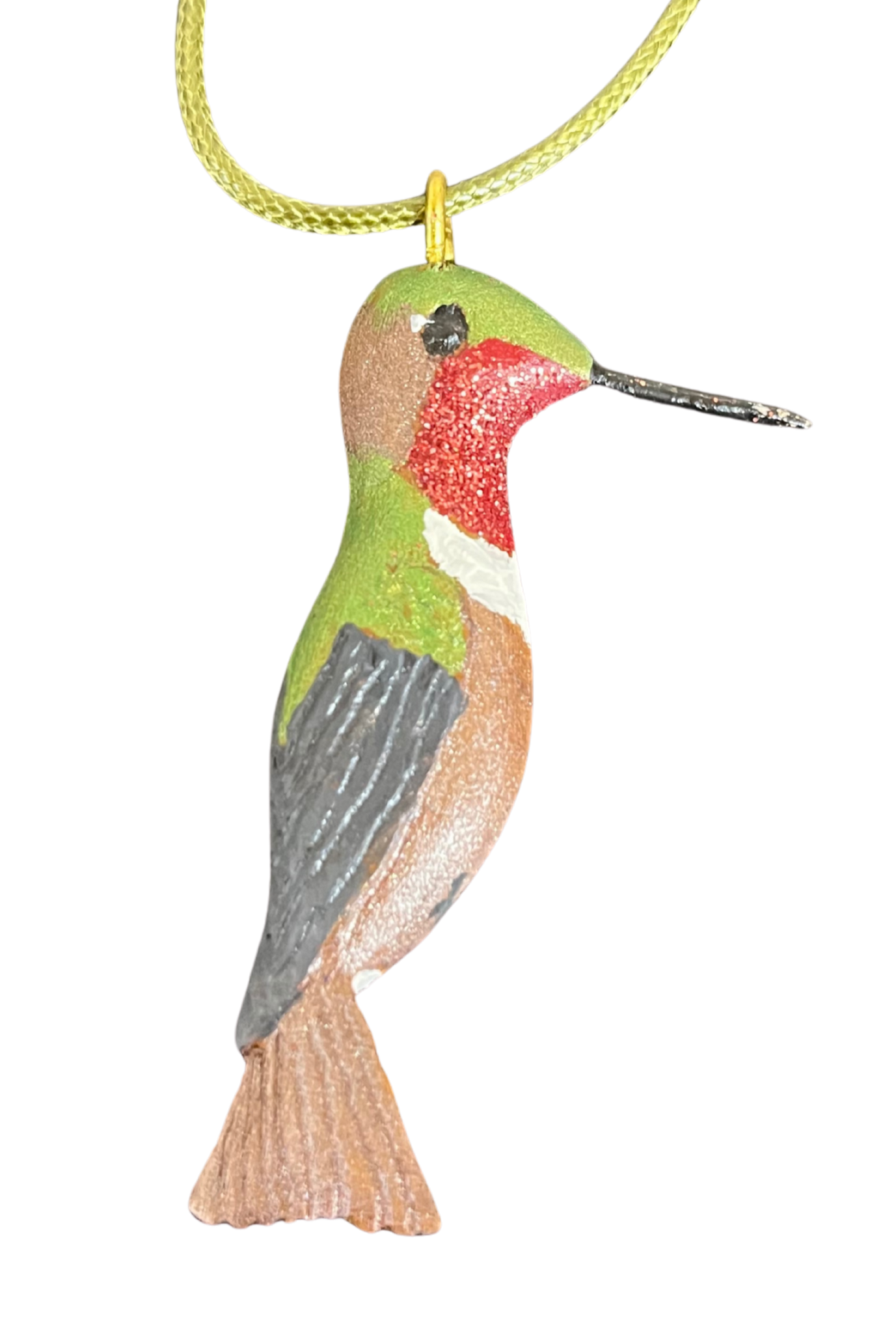 RS -  Allens Hummingbird Wood Carved Necklace