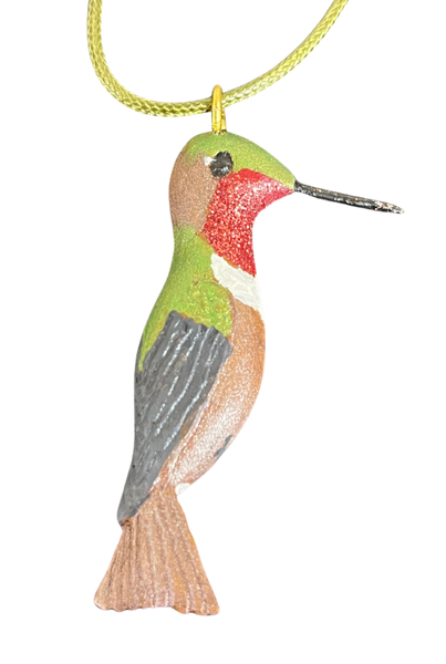 RS -  Allens Hummingbird Wood Carved Necklace