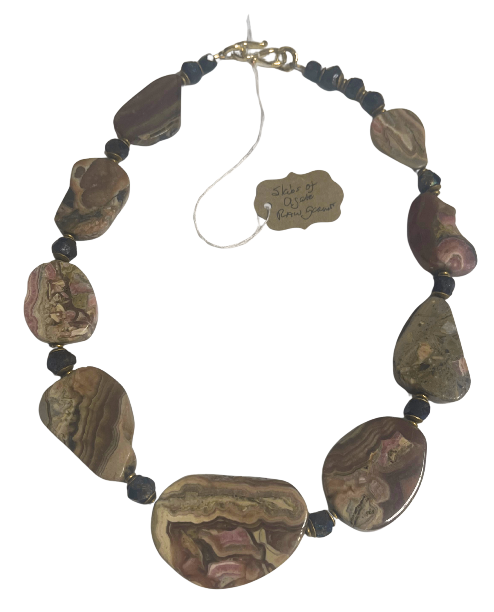 A9 - Raw Garnet and Agate Slab Necklace