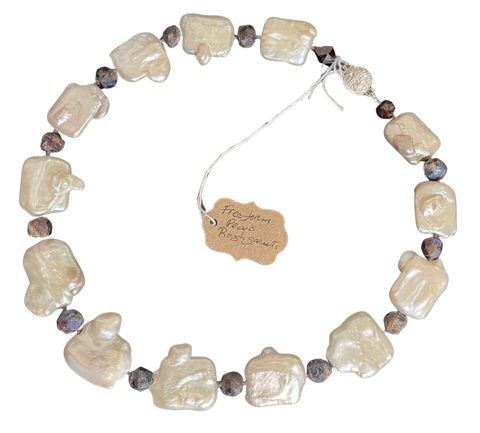 A9 - Freeform Pearls and Rough Garnet Necklace