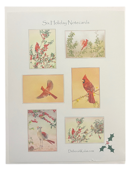 Notecard Pack of 6 - Holiday Cardinals by Deborah Kalas