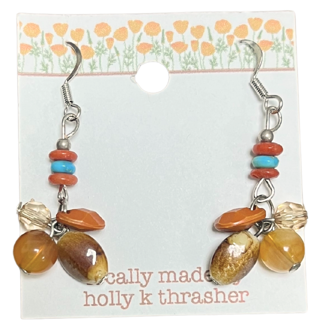 VGJ | Orange Turqoise Stack n Dangle Earrings