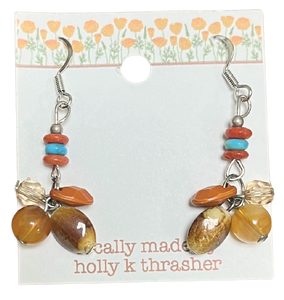 VGJ | Orange Turqoise Stack n Dangle Earrings
