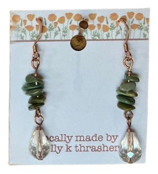 VGJ |  Stacked Arizona Turquoise w Crystal Earrings