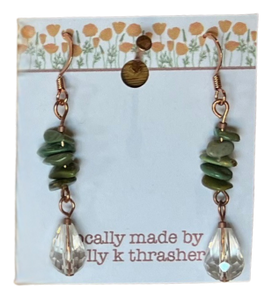 VGJ |  Stacked Arizona Turquoise w Crystal Earrings